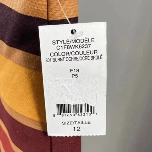 NEW Lord & Taylor Skirt Womens 12 brown red retro stripe pencil - Picture 6 of 10